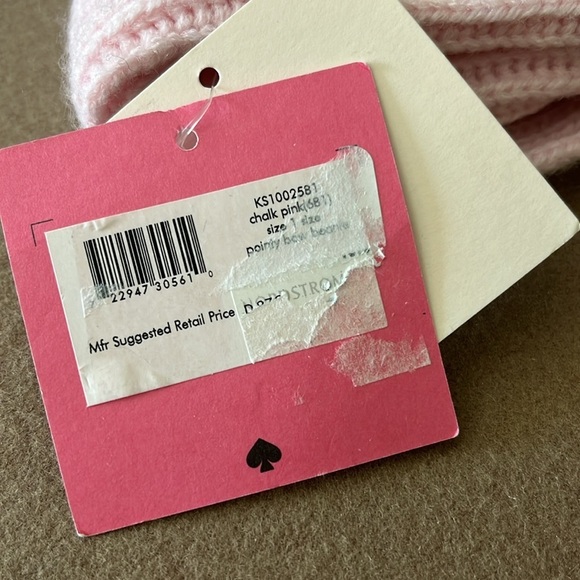 KATE SPADE NWT Ribbed Beanie W Bow- Chalk Pink - 1 size main image 7